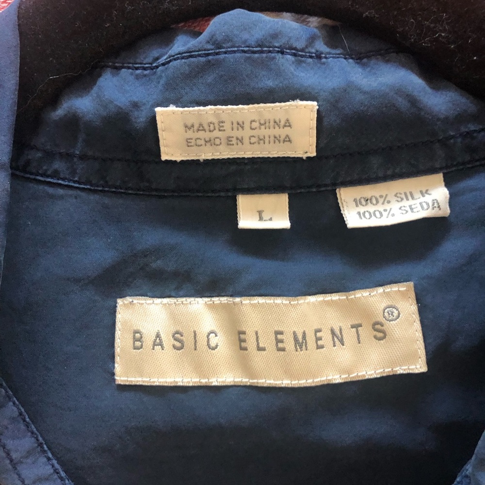 Basic Elements Men’s Silk Button Down Shirt Colla… - image 5